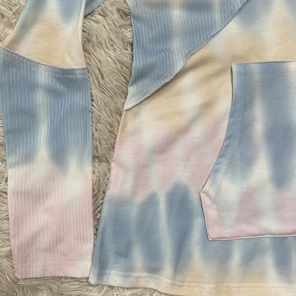 Boutique Tie Dye Hooded Top 💗 Pink Blue Yellow & White - Picture 11 of 14